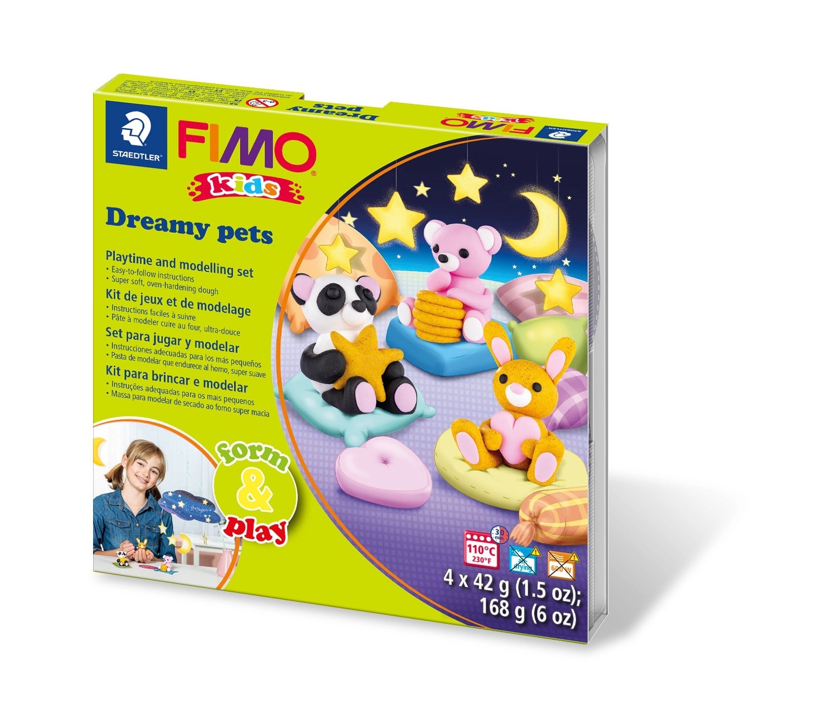 Fimo Kids Modelling Clay Form & Play Dreamy Pets 4x42g - Al Masam Stationery LLC Main image