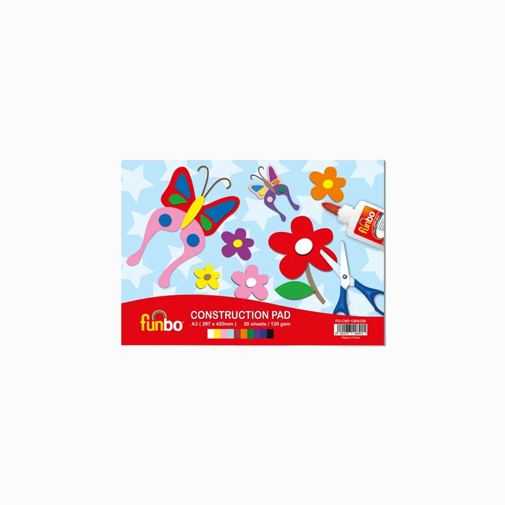 Funbo Construction Pad A3 120g 50 Sheets 10 Assorted Colors - Al Masam Stationery LLC