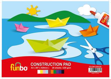 Funbo Construction Pad A3 220g 20 Sheets 10 Assorted Colors - Al Masam Stationery LLC
