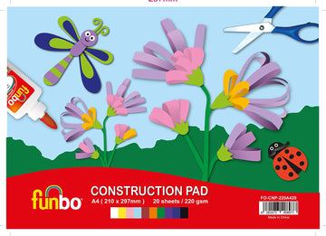 Funbo Construction Pad A4 220g 50 Sheets 10 Assorted Colors - Al Masam Stationery LLC Main image