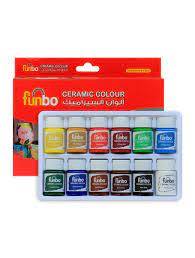 Funbo Ceramic Paint 15ml 12 Colors Set - Al Masam Stationery LLC