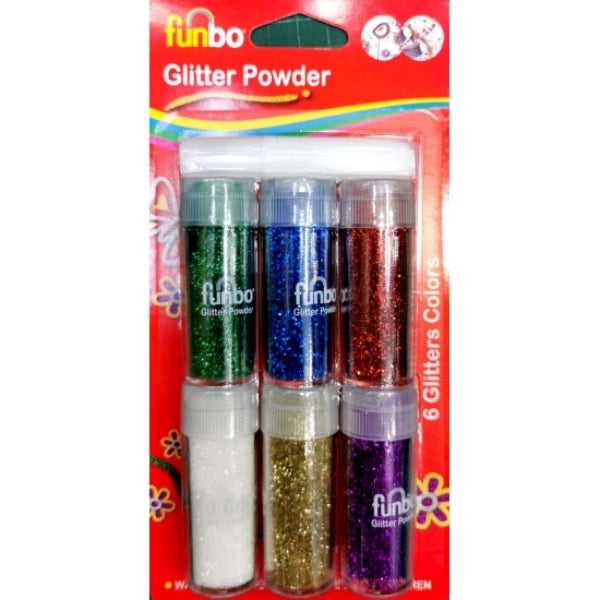 Funbo Glitter Powder Multicolor 9gm 6 Pcs Set - Al Masam Stationery LLC Main image