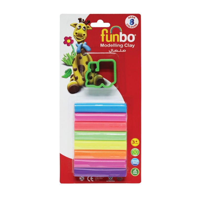 Funbo Colour Modelling Clay with 1 Mould 100g 8 Neno Colors Set - Al Masam Stationery LLC Main image