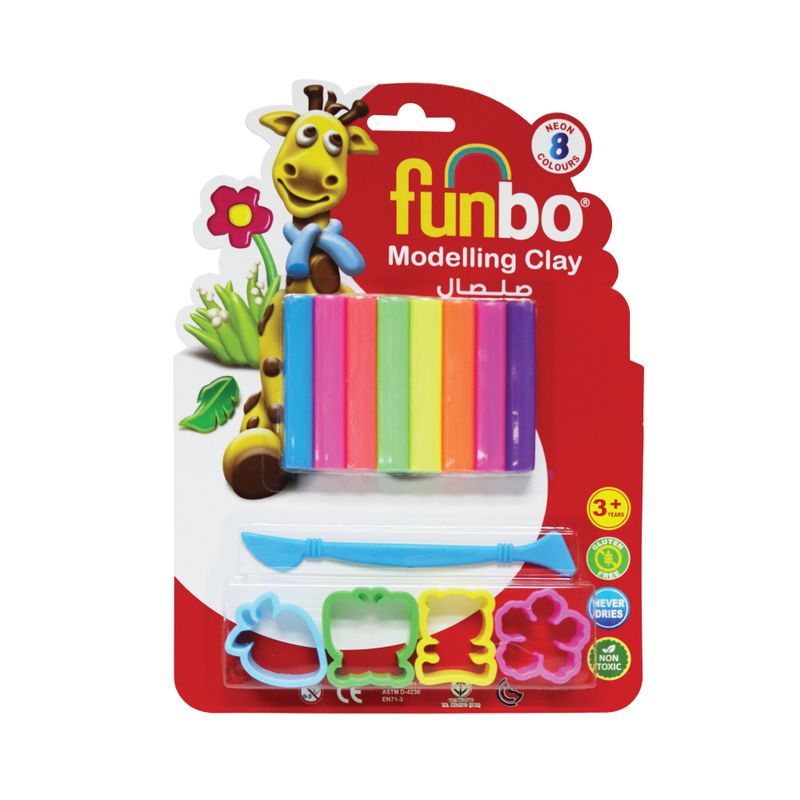 Funbo Colour Modelling Clay with 2 Mould 100g 8 Neno Colors Set - Al Masam Stationery LLC Main image