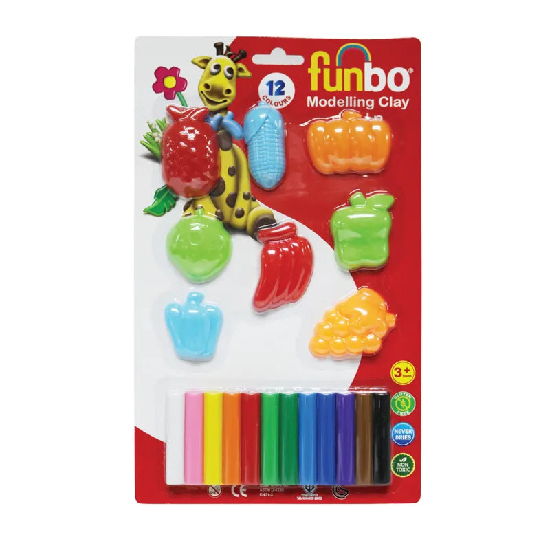 Funbo Colour Modelling Clay with 3D Mould 150g 12 Colors Set - Al Masam Stationery LLC Main image