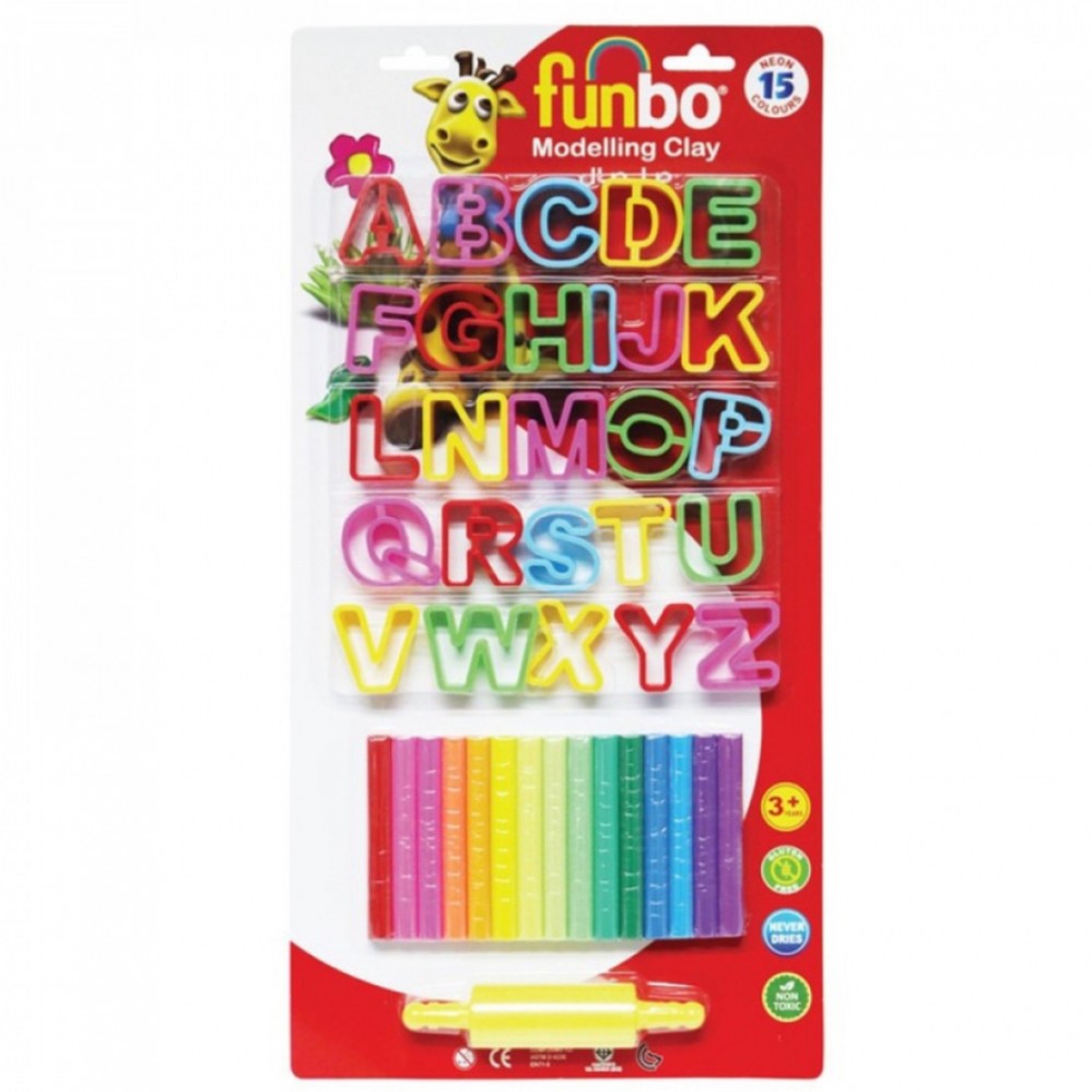 Funbo Colour Modelling Clay with 14 Num Mould 300g 15 Neno Colors Set - Al Masam Stationery LLC Main image