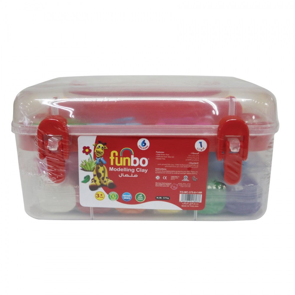Funbo Colour Modelling Clay with 14 Mould 375g 6 Colors Set - Al Masam Stationery LLC Main image