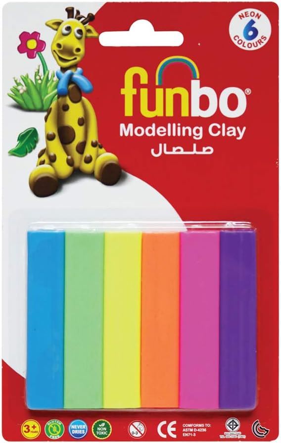 Funbo Colour Modelling Clay 440g 6 Neno Colors Blister Card - Al Masam Stationery LLC Main image