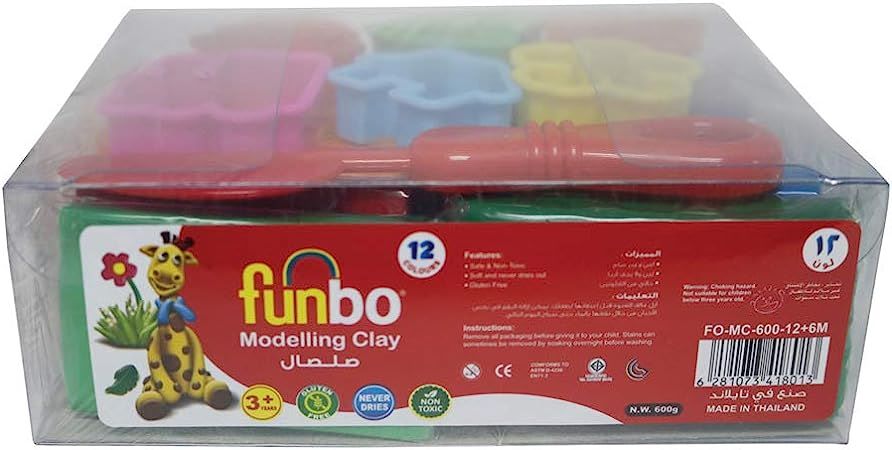 Funbo Colour Modelling Clay 600g 6 Neno Colors PP Case - Al Masam Stationery LLC Main image