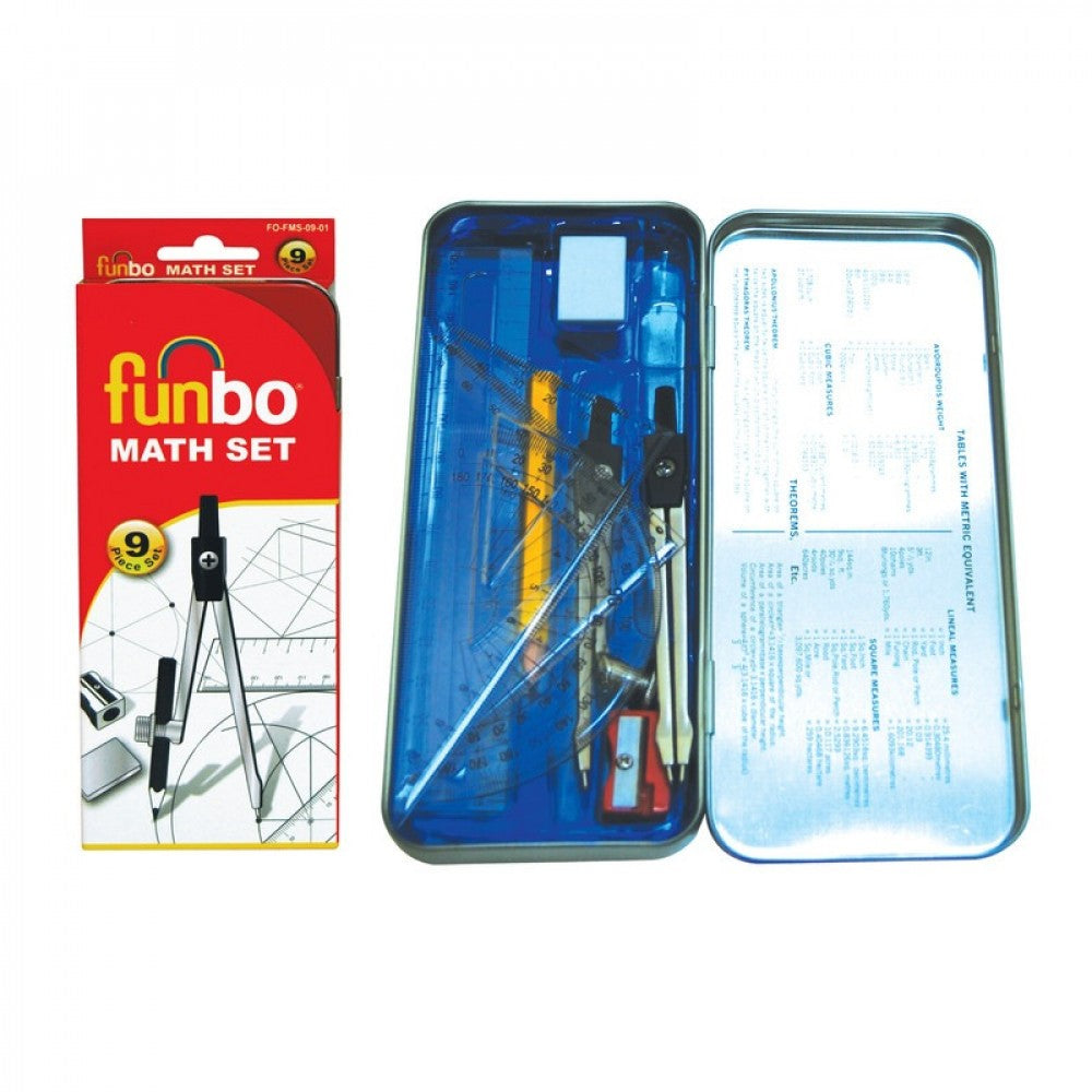 Funbo Maths Set in a Metal Box + Scissor 9 Pcs - Al Masam Stationery LLC Main image