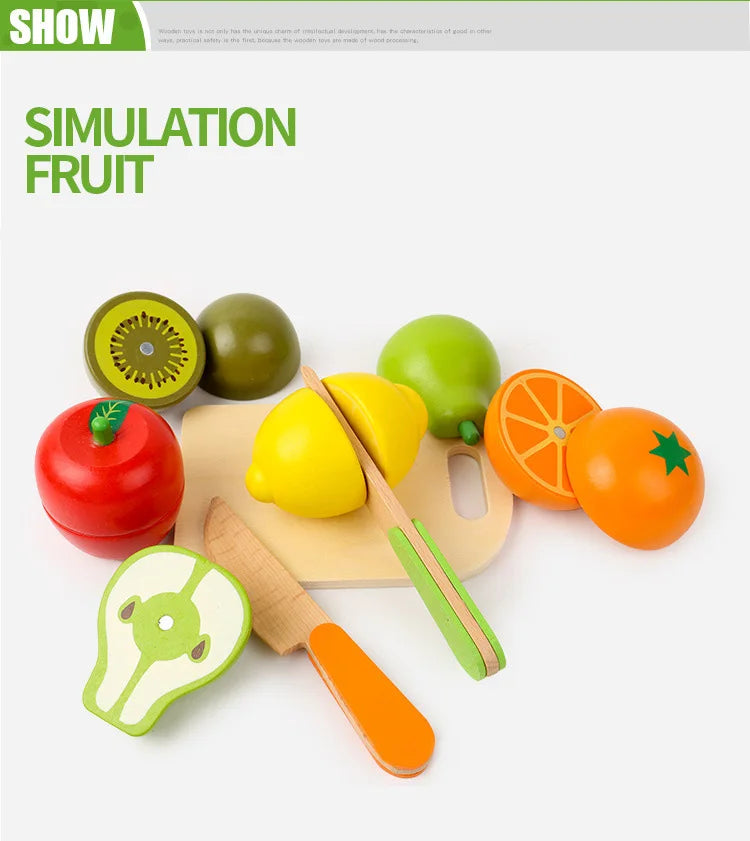 ELMAS Wooden Toy Cutting Fruit and Vegetables Play Set - Al Masam Stationery LLC