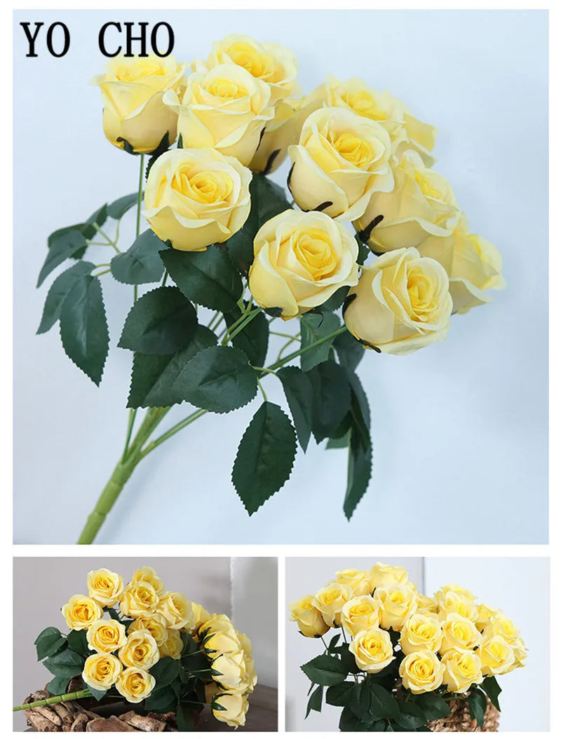 ELMAS 12 Heads Royal Blue Silk Flowers Bouquet Decor - Al Masam Stationery LLC