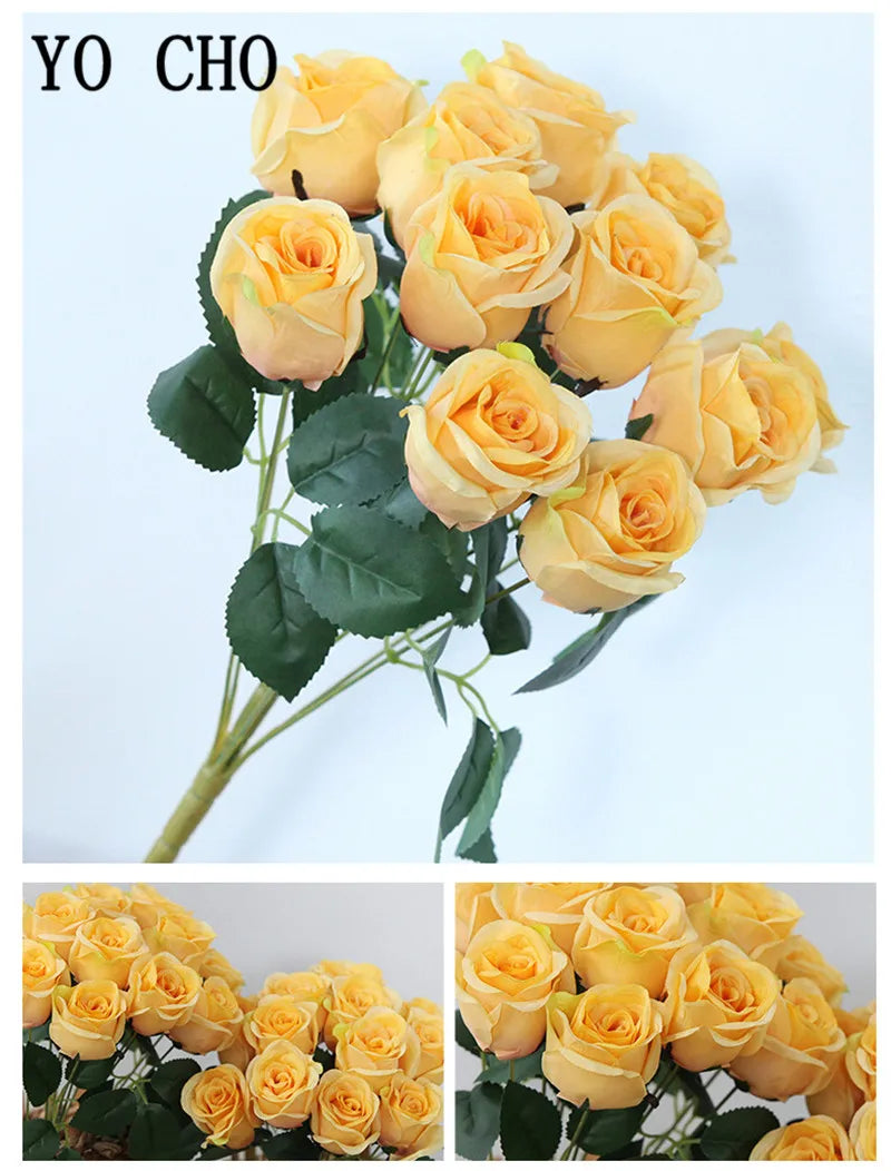 ELMAS 12 Heads Royal Blue Silk Flowers Bouquet Decor - Al Masam Stationery LLC