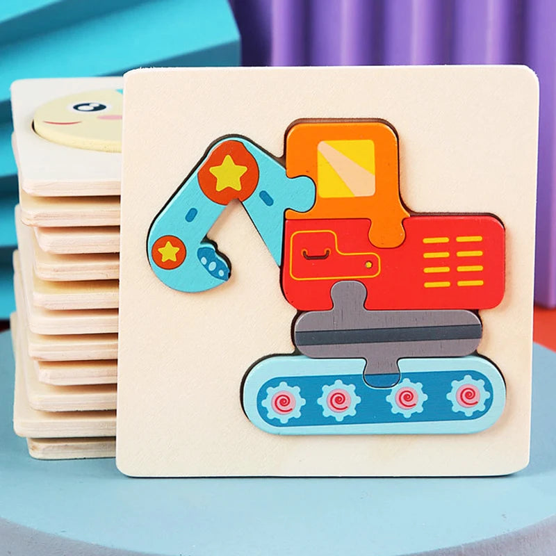 ELMAS Kids 3D Wooden Puzzle Cartoon Animals Gift - Al Masam Stationery LLC