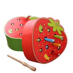 ELMAS Magnetic Strawberry Catch Worms Board Game for Kids