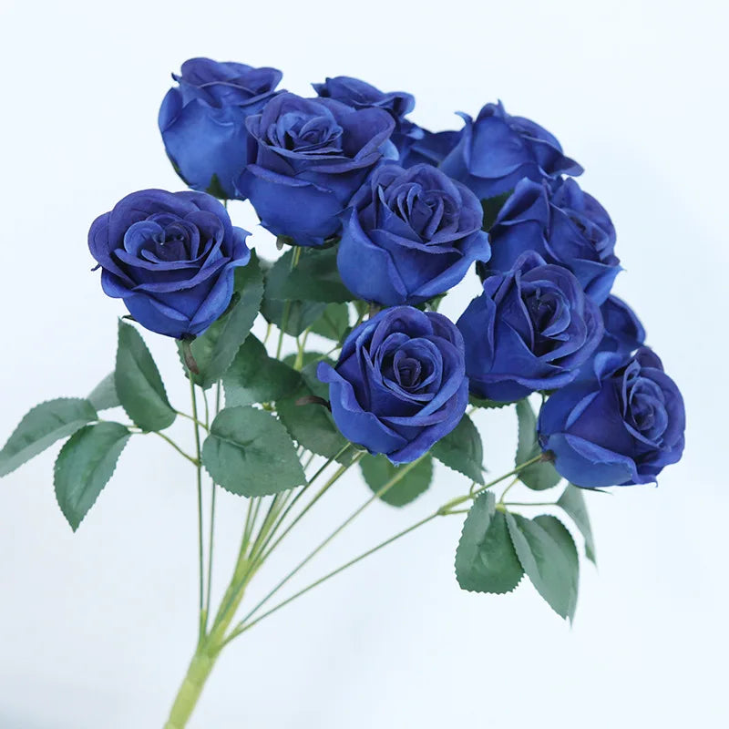 ELMAS 12 Heads Royal Blue Silk Flowers Bouquet Decor - Al Masam Stationery LLC