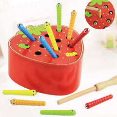 ELMAS Magnetic Strawberry Catch Worms Board Game for Kids