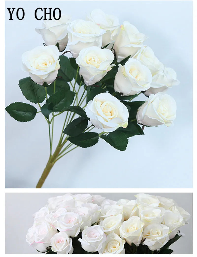 ELMAS 12 Heads Royal Blue Silk Flowers Bouquet Decor - Al Masam Stationery LLC