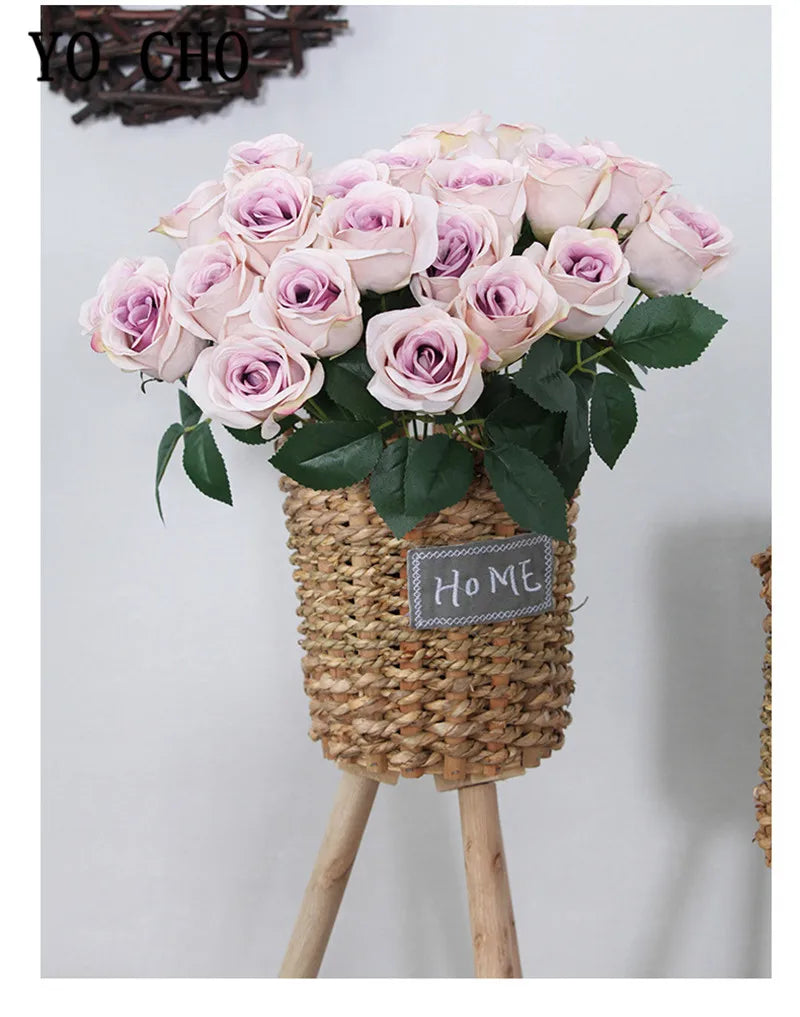 ELMAS 12 Heads Royal Blue Silk Flowers Bouquet Decor - Al Masam Stationery LLC