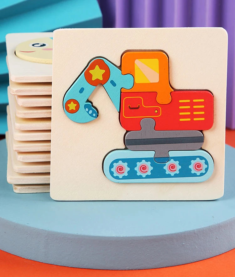 ELMAS Kids 3D Wooden Puzzle Cartoon Animals Gift - Al Masam Stationery LLC