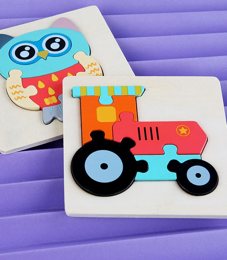 ELMAS Kids 3D Wooden Puzzle Cartoon Animals Gift - Al Masam Stationery LLC