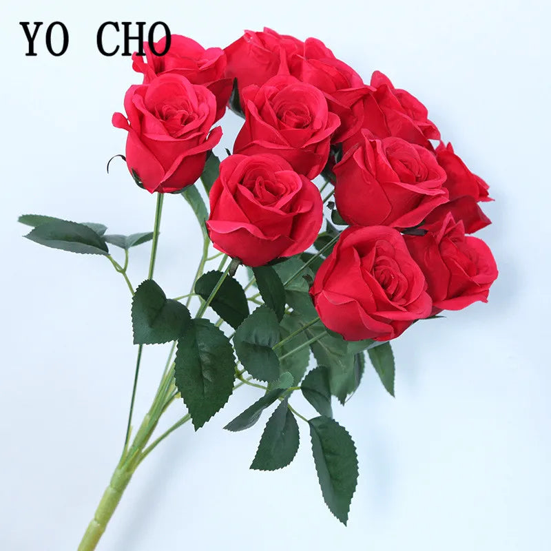 ELMAS 12 Heads Royal Blue Silk Flowers Bouquet Decor - Al Masam Stationery LLC