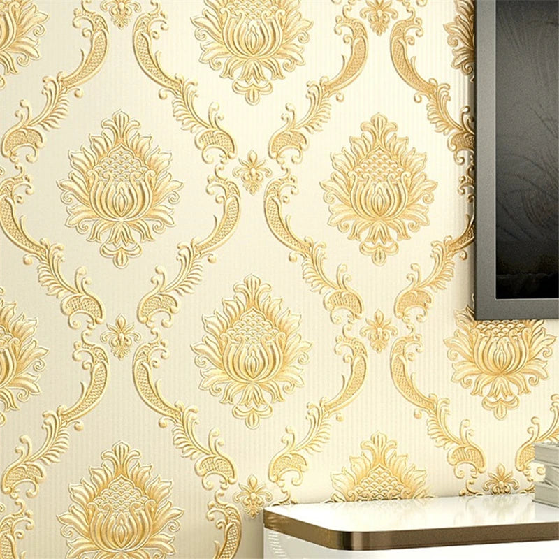 ELMAS Classic Damask 3D Velvet Wallpaper for Home Decor - Al Masam Stationery LLC