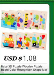 ELMAS Kids 3D Wooden Puzzle Cartoon Animals Gift