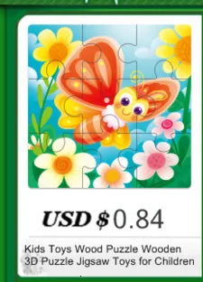 ELMAS Kids 3D Wooden Puzzle Cartoon Animals Gift - Al Masam Stationery LLC