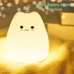 ELMAS Adorable Cat Night Light - 7-Color Touch Lamp