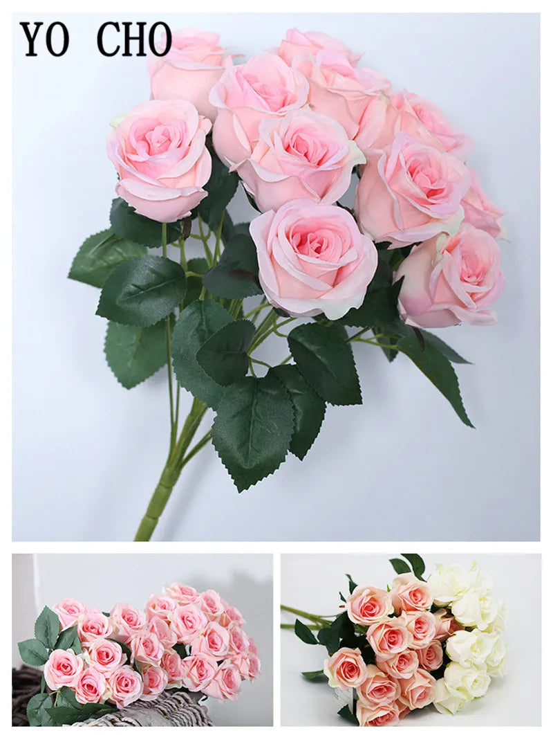 ELMAS 12 Heads Royal Blue Silk Flowers Bouquet Decor - Al Masam Stationery LLC