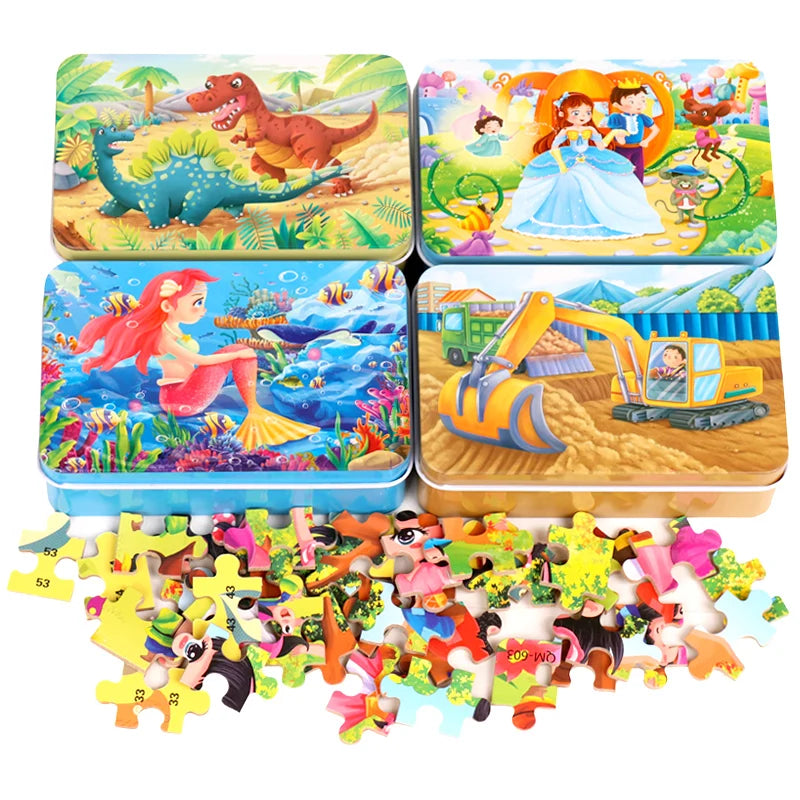 ELMAS New 60 Pieces Wooden Puzzles Kids Cartoon Fun - Al Masam Stationery LLC