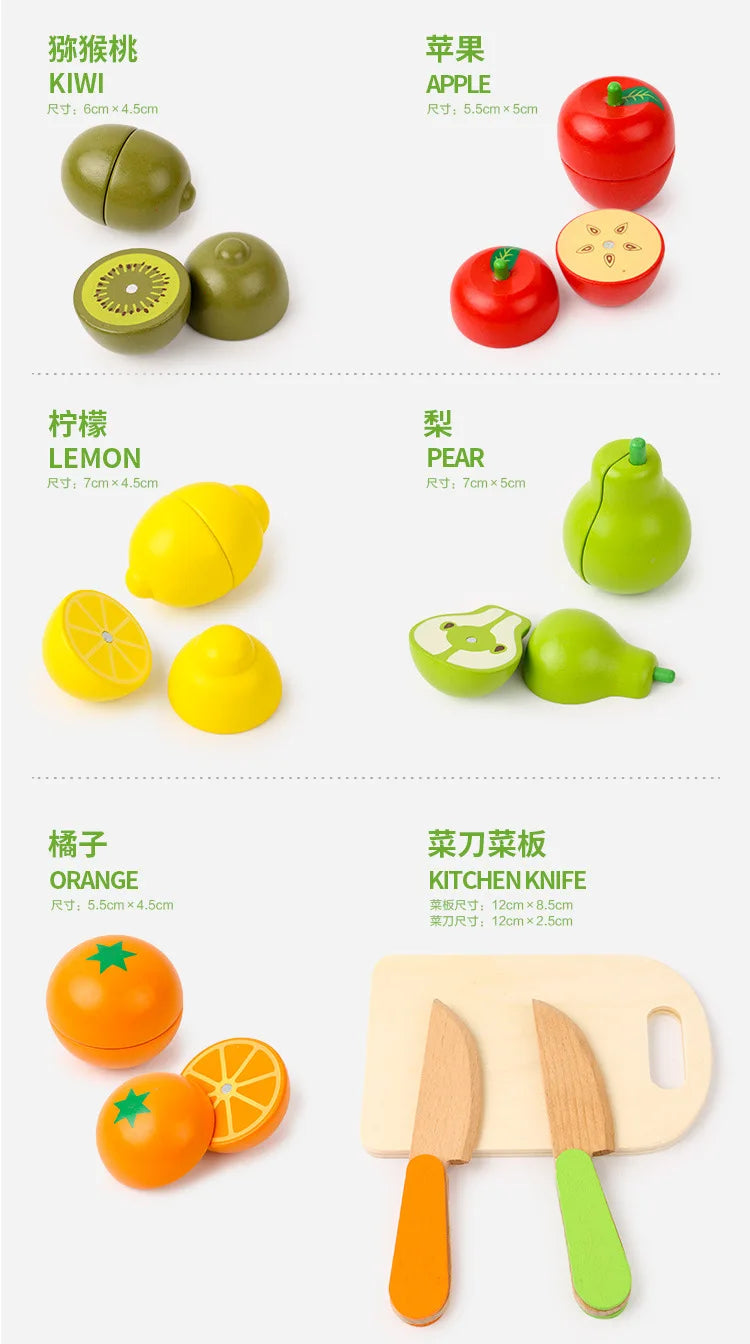 ELMAS Wooden Toy Cutting Fruit and Vegetables Play Set - Al Masam Stationery LLC
