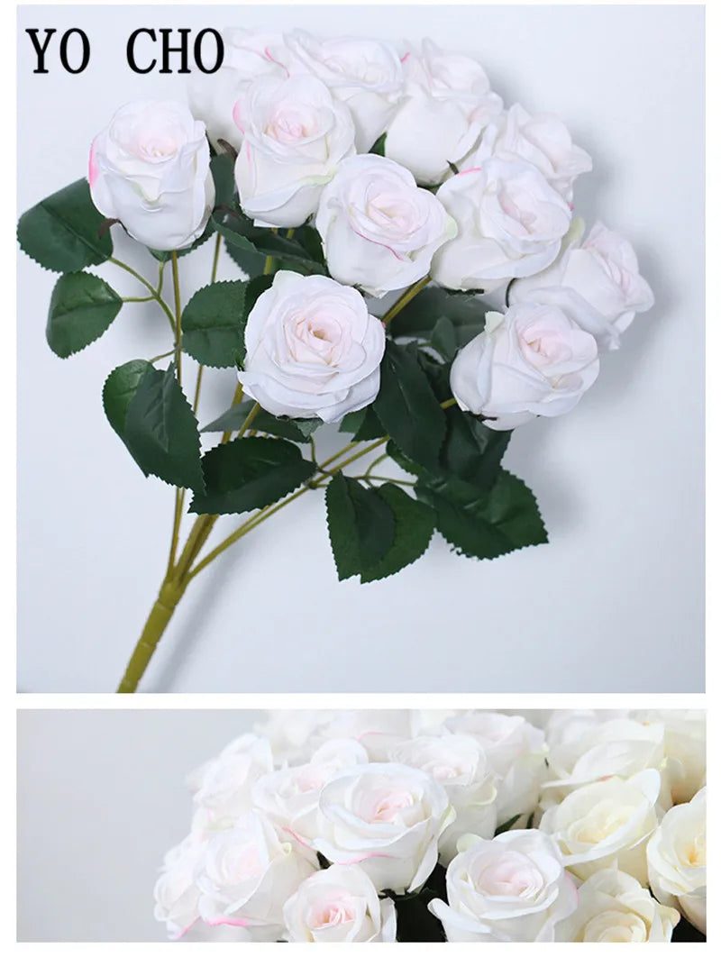 ELMAS 12 Heads Royal Blue Silk Flowers Bouquet Decor - Al Masam Stationery LLC