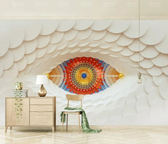 ELMAS Custom Photo Peacock Blue Eyelashes Wallpaper 3D - Al Masam Stationery LLC