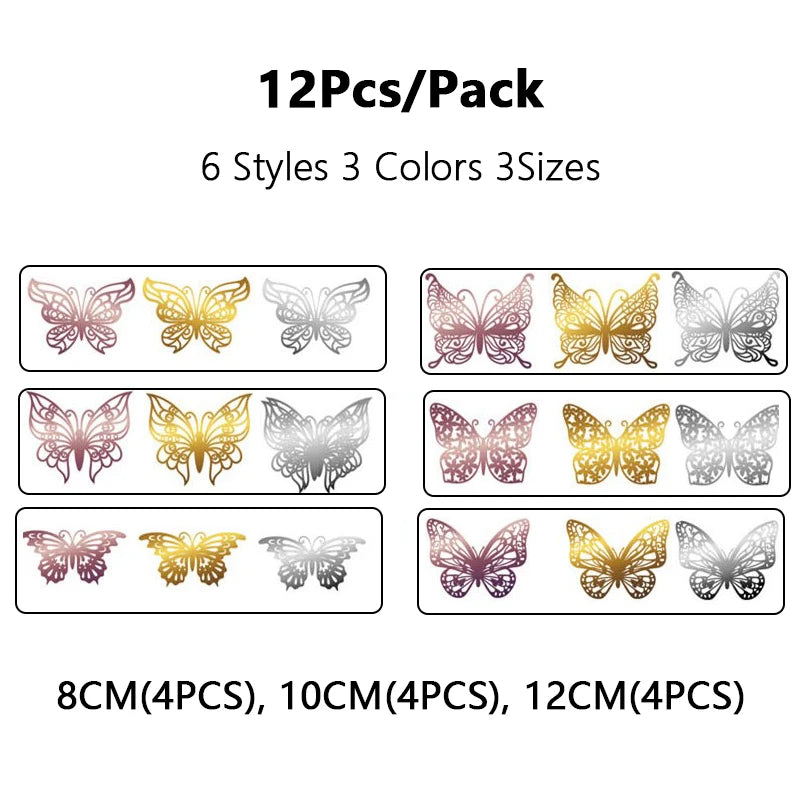 ELMAS 12Pcs 3D Butterfly Wall Stickers Home Decor Set - Al Masam Stationery LLC
