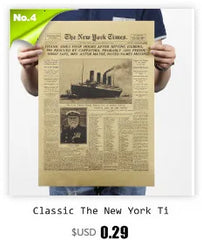 Classic The New York Times History Poster Titanic Shipwreck Old Newspaper Kraft Paper Wall Stickers Home Decor Painting