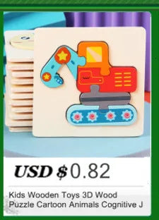 ELMAS Kids 3D Wooden Puzzle Cartoon Animals Gift - Al Masam Stationery LLC