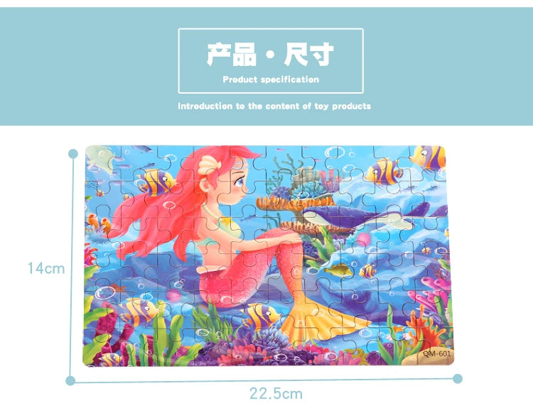 ELMAS New 60 Pieces Wooden Puzzles Kids Cartoon Fun - Al Masam Stationery LLC