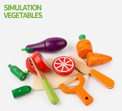 ELMAS Wooden Toy Cutting Fruit and Vegetables Play Set - Al Masam Stationery LLC