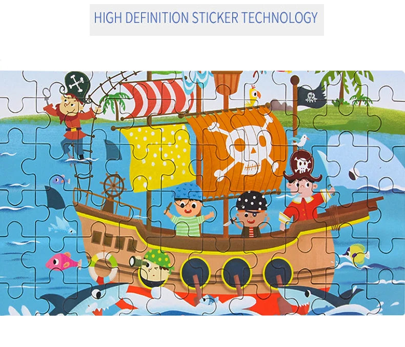 ELMAS Hot New 60 Pieces Wooden Puzzle Toys for Kids - Al Masam Stationery LLC