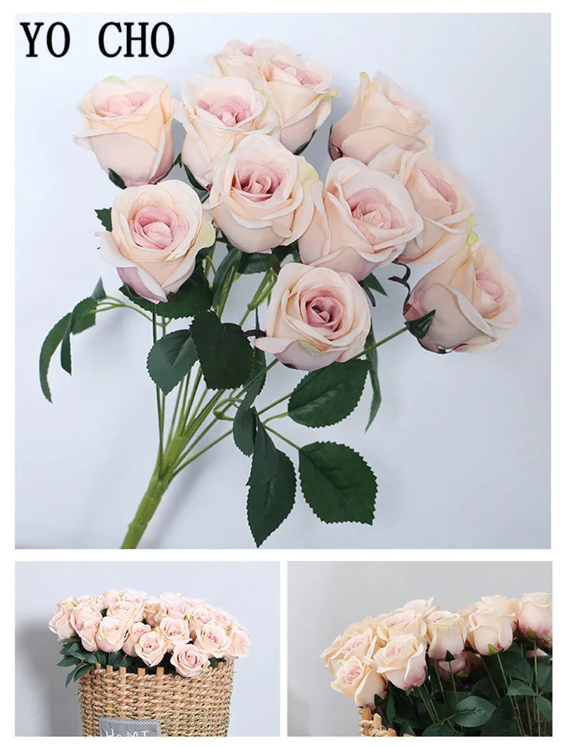 ELMAS 12 Heads Royal Blue Silk Flowers Bouquet Decor - Al Masam Stationery LLC