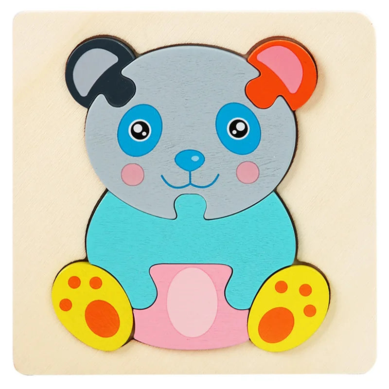 ELMAS Kids 3D Wooden Puzzle Cartoon Animals Gift - Al Masam Stationery LLC