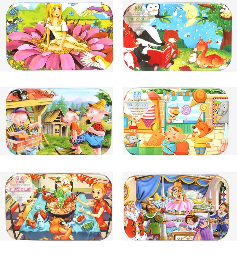 ELMAS Hot New 60 Pieces Wooden Puzzle Toys for Kids - Al Masam Stationery LLC