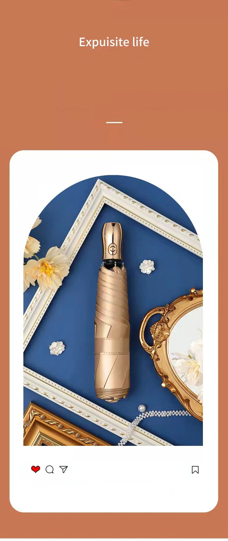 ELMAS Ultra-Light 6 Ribs Folding Gold Coating Umbrella - Al Masam Stationery LLC