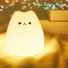 ELMAS Adorable Cat Night Light - 7-Color Touch Lamp