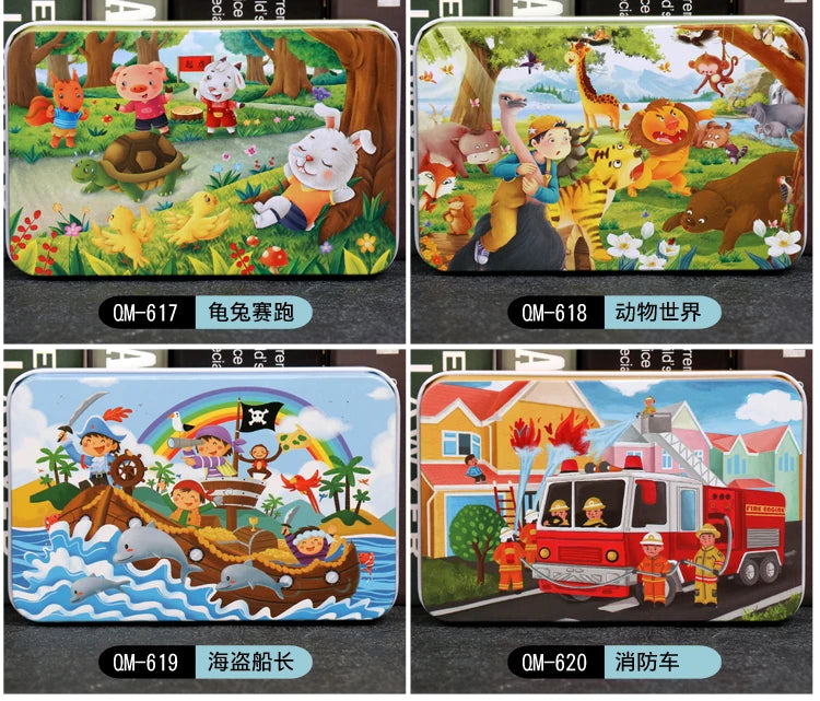 ELMAS New 60 Pieces Wooden Puzzles Kids Cartoon Fun - Al Masam Stationery LLC