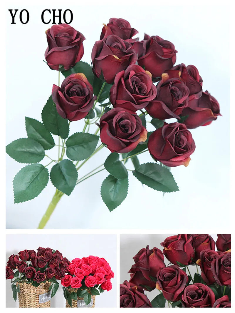 ELMAS 12 Heads Royal Blue Silk Flowers Bouquet Decor - Al Masam Stationery LLC