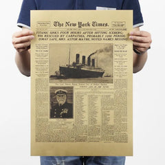 Classic The New York Times History Poster Titanic Shipwreck Old Newspaper Kraft Paper Wall Stickers Home Decor Painting