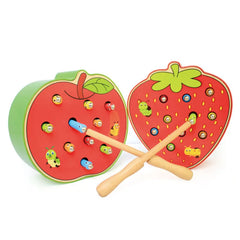 ELMAS Magnetic Strawberry Catch Worms Board Game for Kids